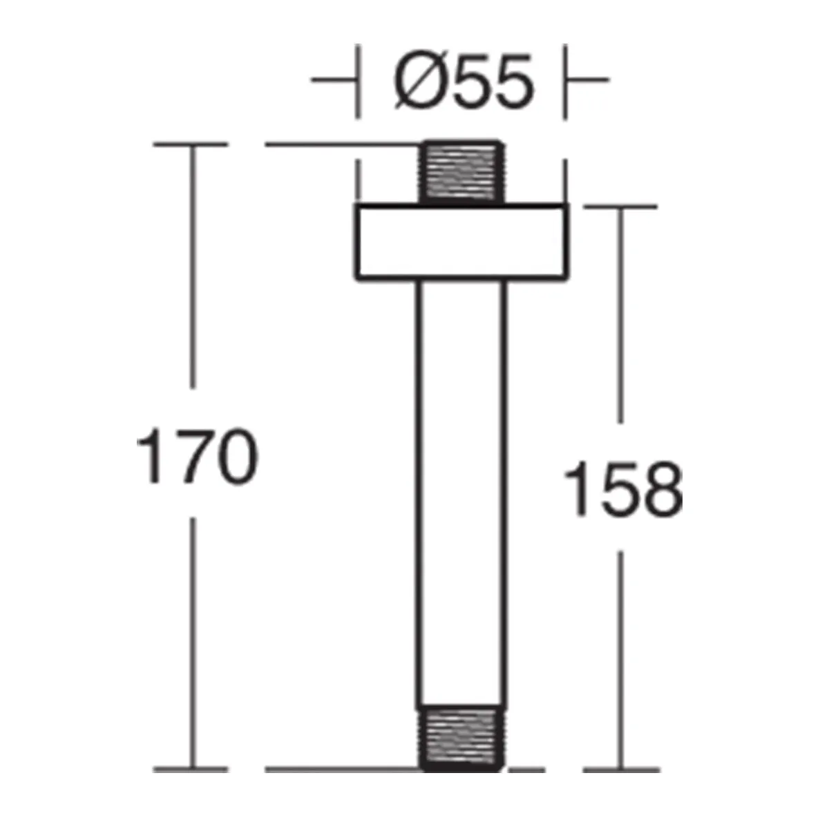 Ideal Standard Idealrain Ceiling Arm 150 mm in Silk Black - B9446XG
