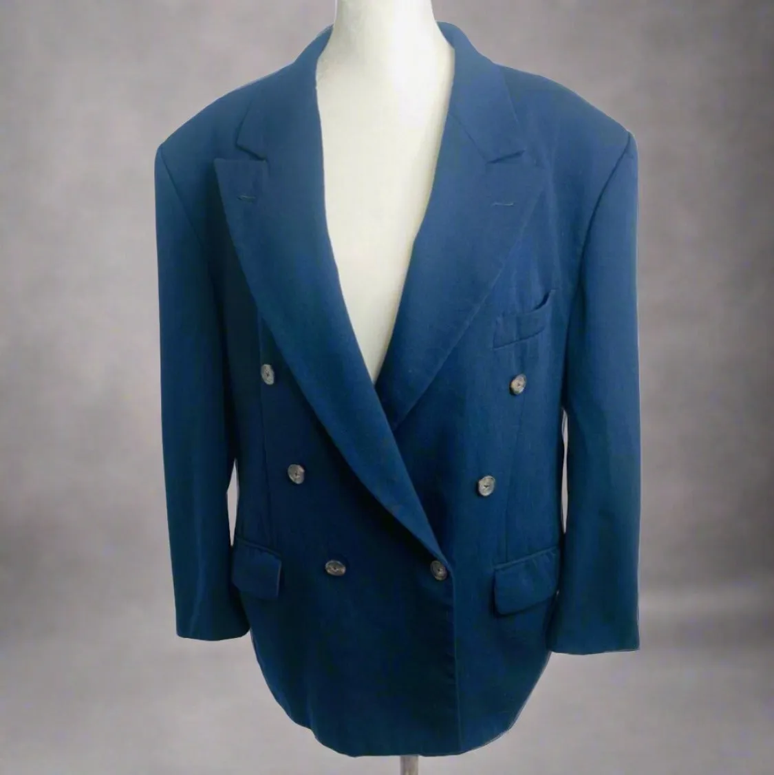 JOSEPH ABBOUD for Nordstrom Wool Navy Vintage Double Breasted Blazer