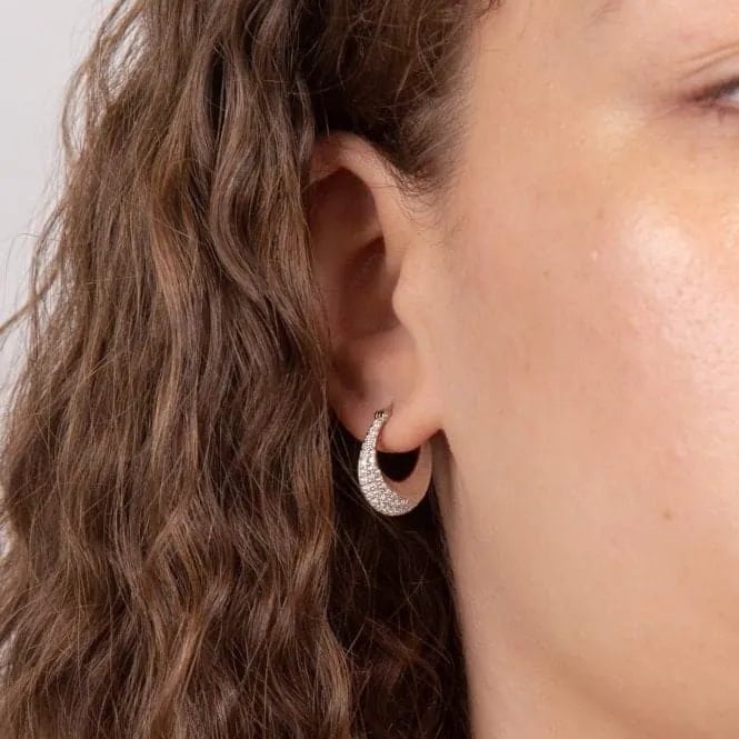 Knife Edge Zirconia Wave Hoop Earrings E6224C