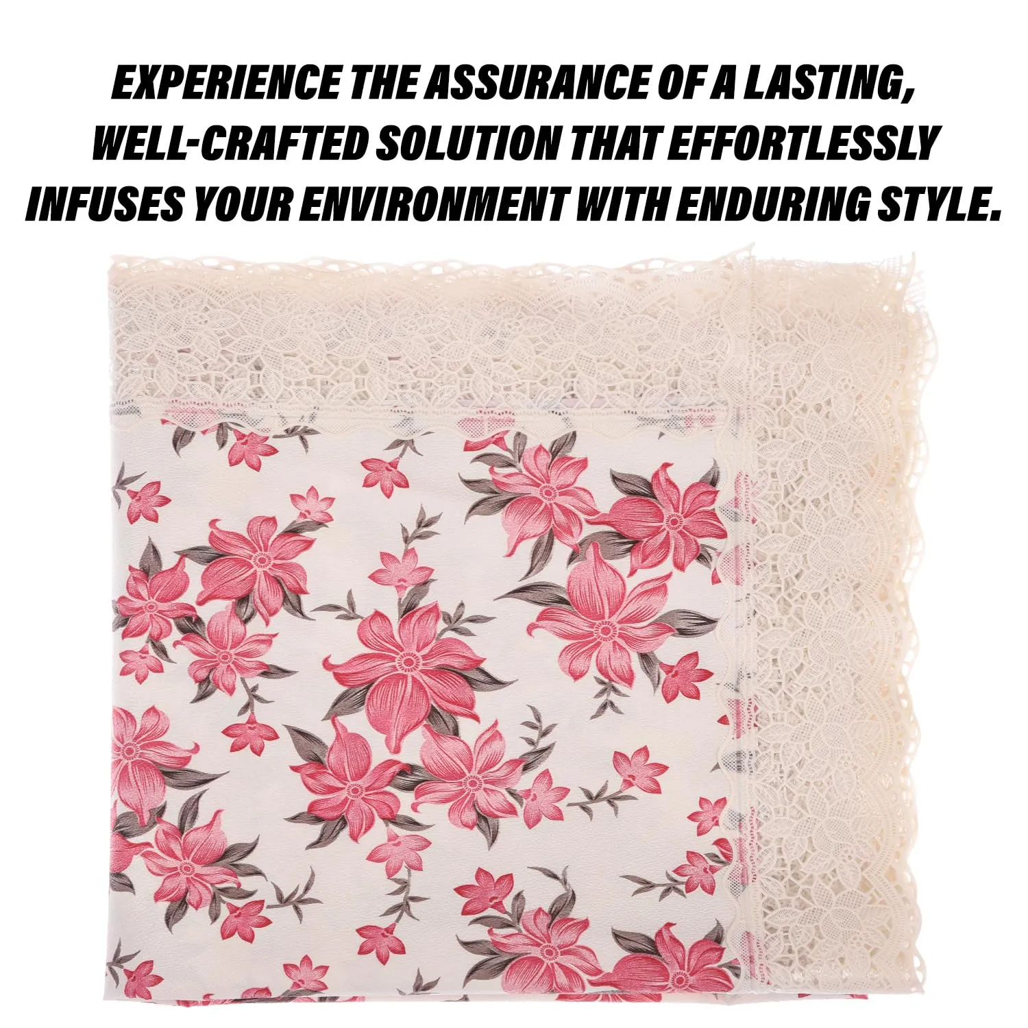 Kuber Industries Dining Table Cover | Kitchen Dining Tablecloth | 4 Seater Center Table Cover | Dining Table Cover for Hall Décor | Barik Flower Kitchen Tablecloth | 45x70 | Pink