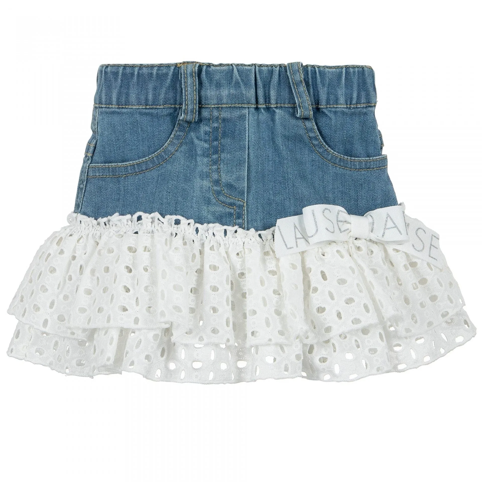 LAPIN HOUSE - Denim Chic Skirt Set - White