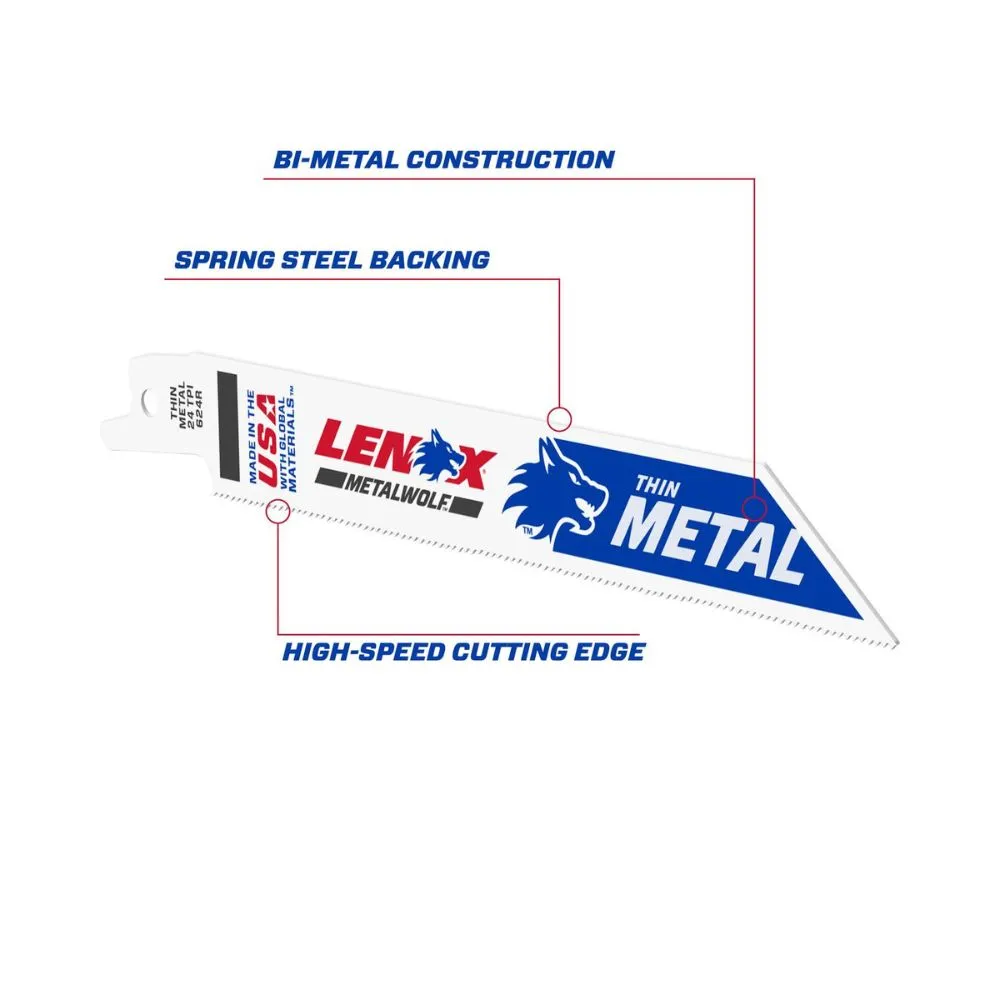 Lenox 20568624R METALWOLF 6 in. 24 TPI WAVE EDGE Reciprocating Saw Blade (5 PK)