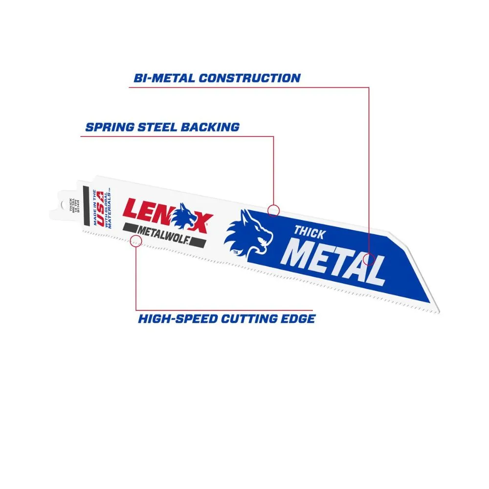 Lenox 24906T9114R METALWOLF 9 in. 14 TPI WAVE EDGE Reciprocating Saw Blade (2 PK)