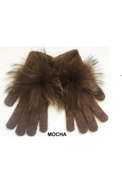 Linda Richards Pom Pom Gloves GL04 | Mocha