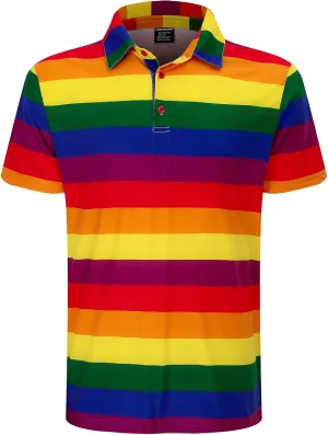 LINOCOUTON Men's American Patriotic Flag Pride Day Golf Polo Short Sleeve Shirt