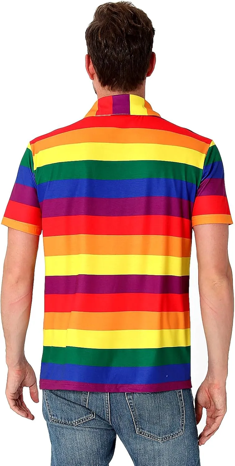 LINOCOUTON Men's American Patriotic Flag Pride Day Golf Polo Short Sleeve Shirt