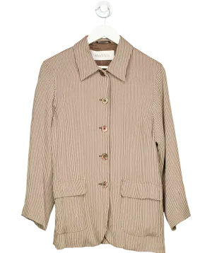 Max Mara Brown Striped Button Through Over Shirt UK 10
