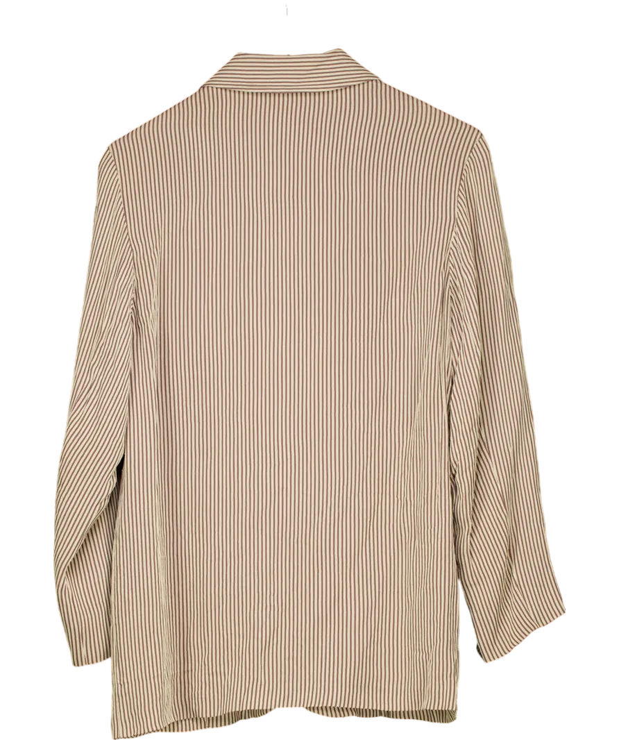 Max Mara Brown Striped Button Through Over Shirt UK 10