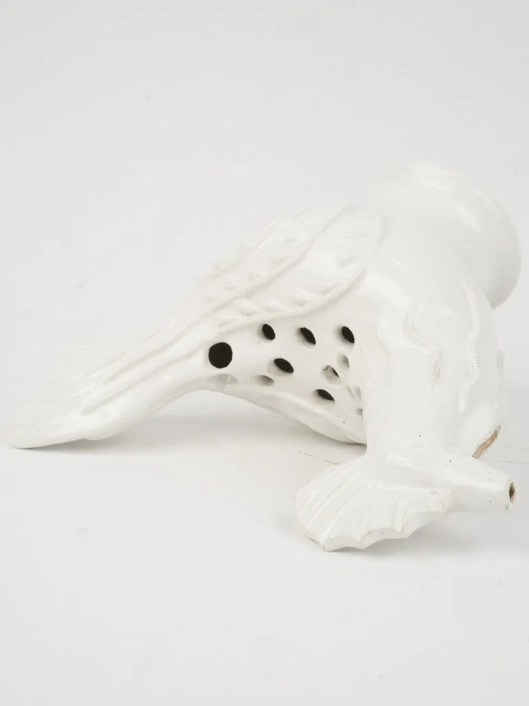 Émile Tessier White Glazed Rooster Pique-Fleurs, 10¾"