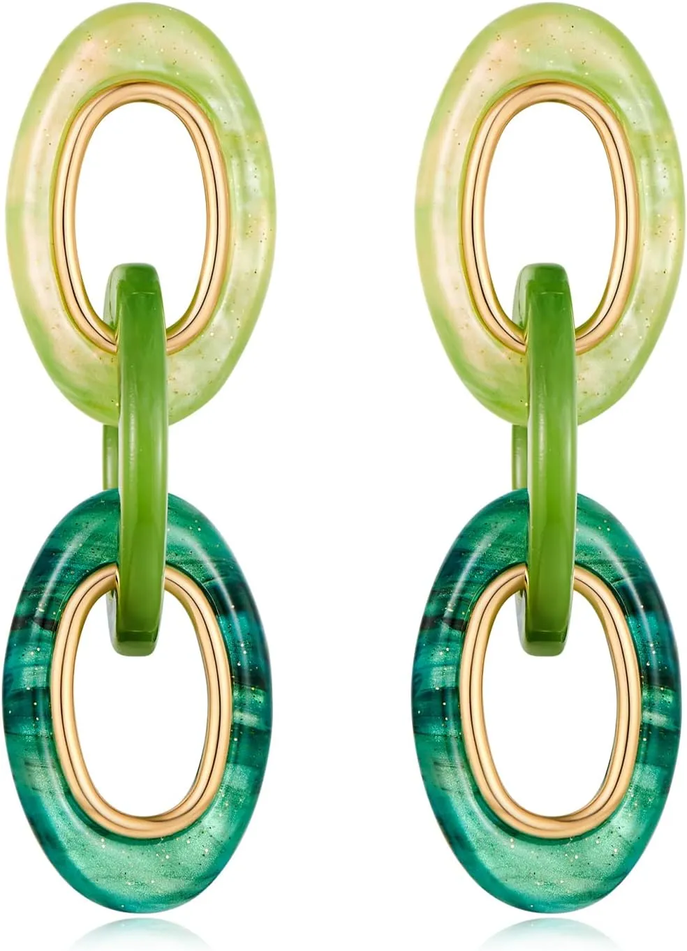 Multicolor Acrylic Geometric Dangle Drop Earrings for Women(Black Green Begie)