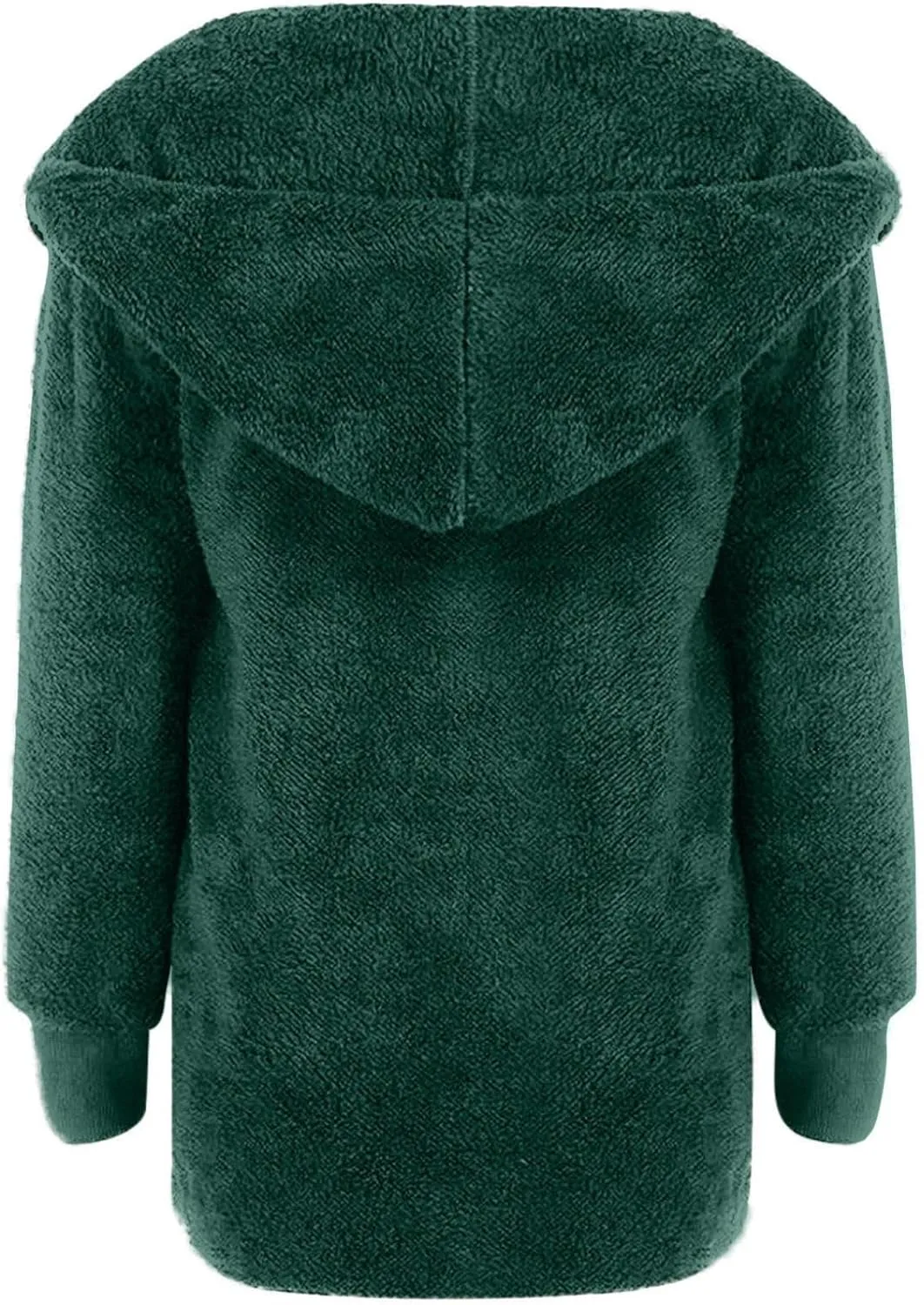 nerohusy Plus Size Fuzzy Jackets for Women Fuzzy Fleece Teddy Coats with Hood Open Front Cardigan Outwear with Shaggy Pocket