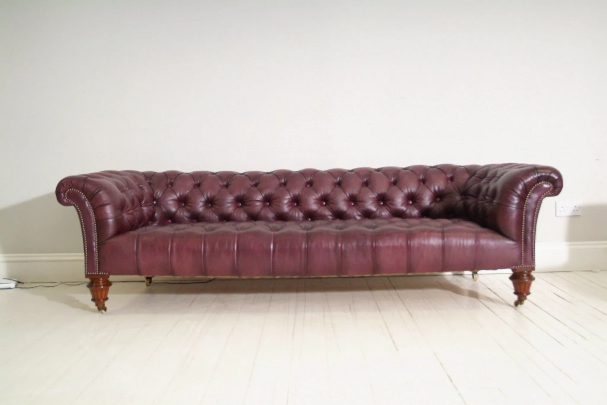 PAIR OF WILLIAM IV SOFAS : RICH BROWN & GRAPE