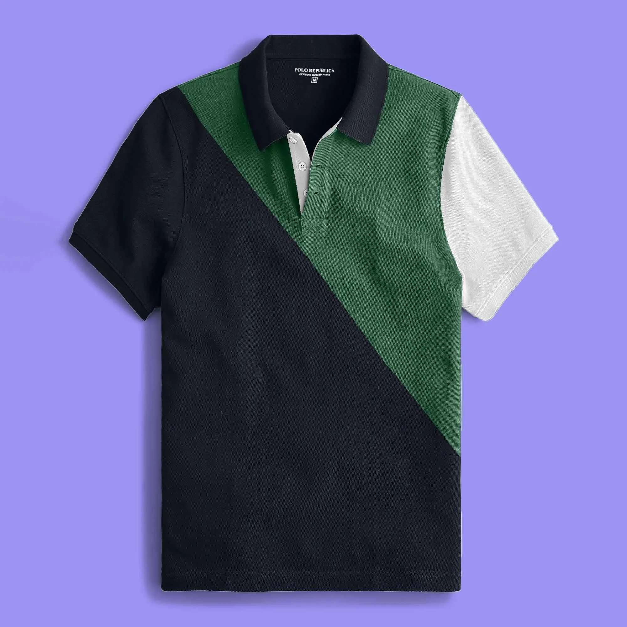 Polo Republica Men's Katsina Contrast Panel Style Polo Shirt