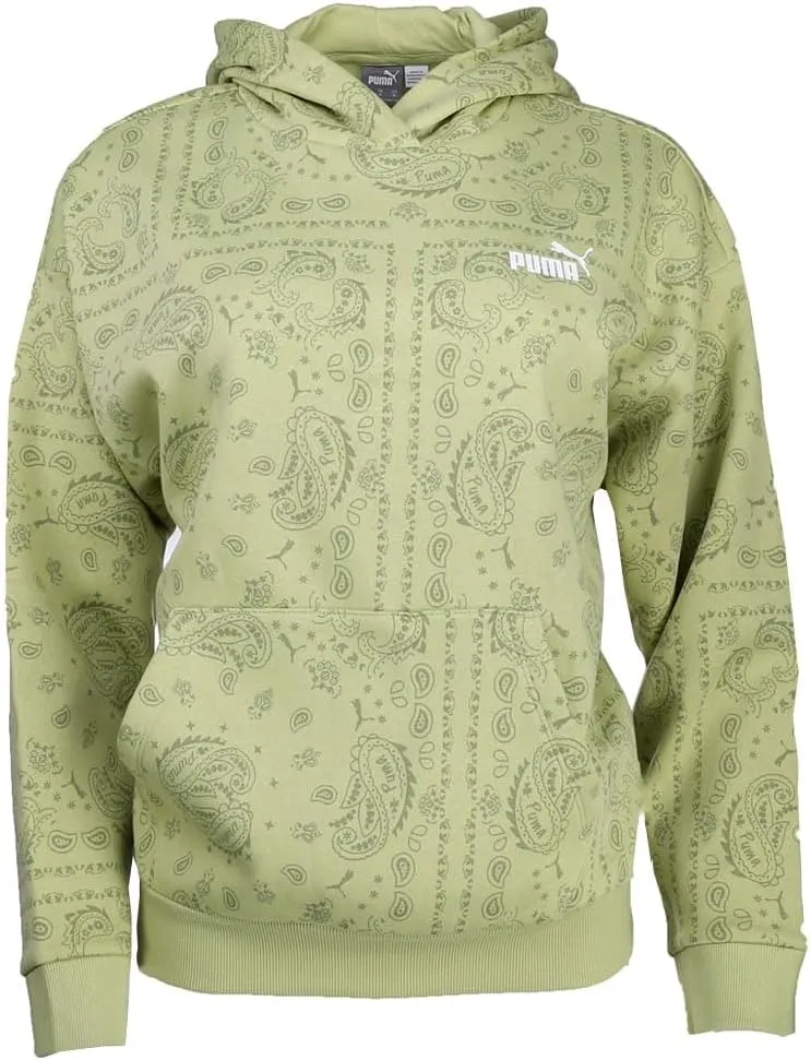 PUMA Womens Essentials  Paisley Hoodie Casual Outerwear Casual - Green - Size S