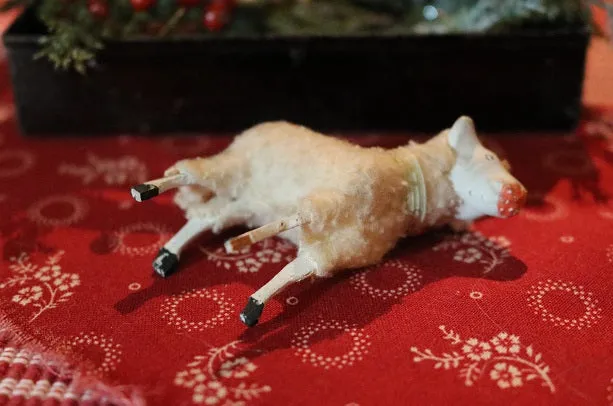 Putz Sheep in Old Spice Caddy Neat Christmas Gathering