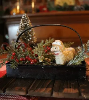 Putz Sheep in Old Spice Caddy Neat Christmas Gathering