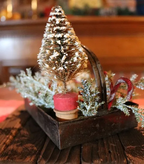 Putz Sheep in Old Spice Caddy Neat Christmas Gathering