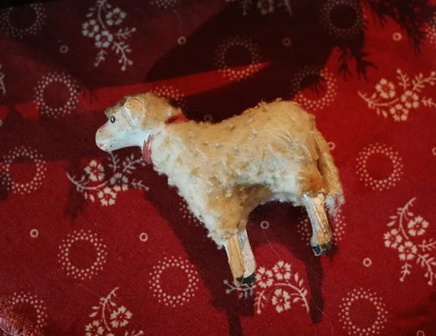 Putz Sheep in Old Spice Caddy Neat Christmas Gathering
