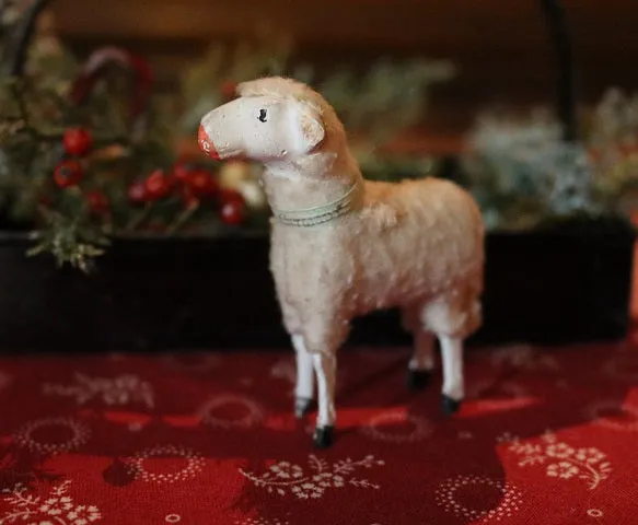 Putz Sheep in Old Spice Caddy Neat Christmas Gathering
