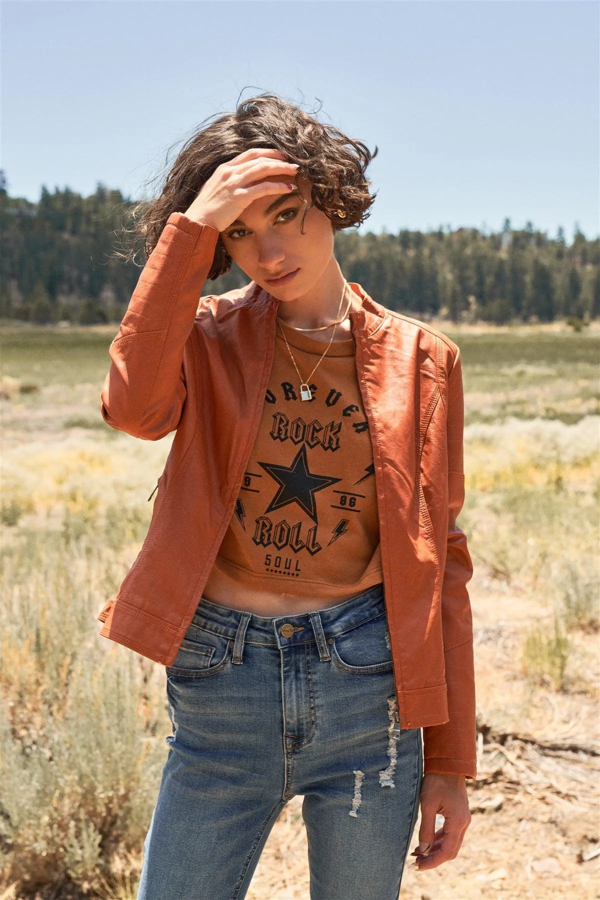 "Forever Rock 'n' Roll" Cropped Balloon Sleeve Top /3-2-1