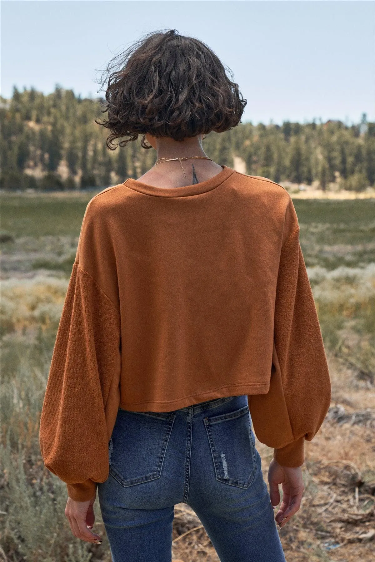 "Forever Rock 'n' Roll" Cropped Balloon Sleeve Top /3-2-1