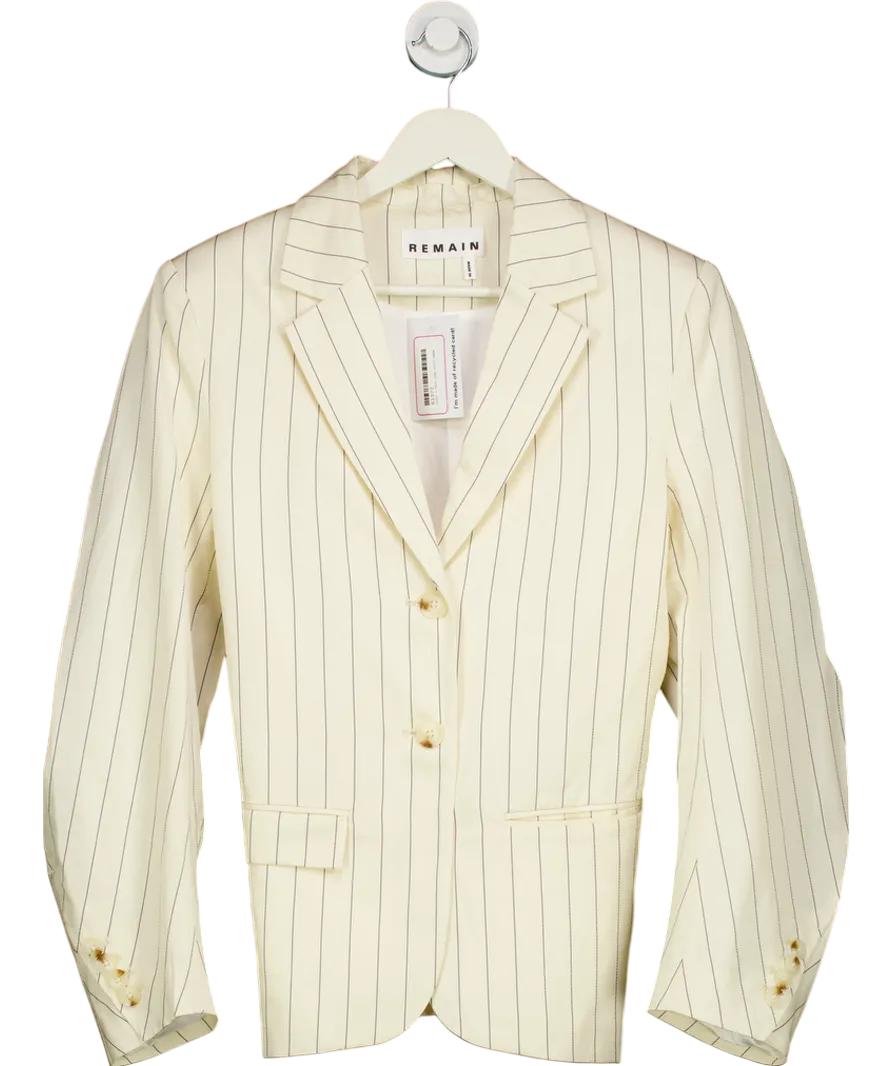 Remain Birger Christensen Cream Drapy Striped Blazer UK S
