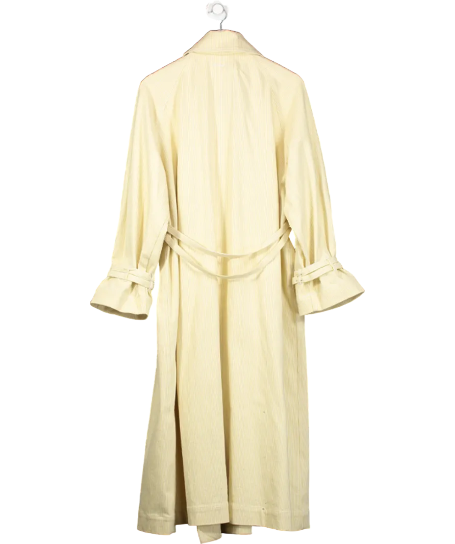 Remain Birger Christensen Yellow Striped Cotton Blend Twill Trench Coat UK XS