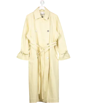 Remain Birger Christensen Yellow Striped Cotton Blend Twill Trench Coat UK XS