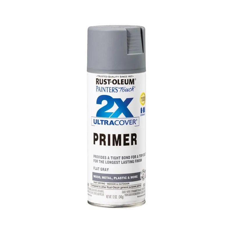 Rust-Oleum Painter's Touch 2X Ultra Cover Flat Gray Paint Primer Spray Paint 12 oz