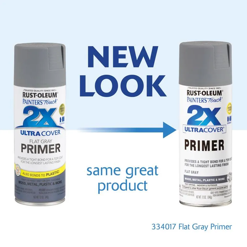Rust-Oleum Painter's Touch 2X Ultra Cover Flat Gray Paint Primer Spray Paint 12 oz