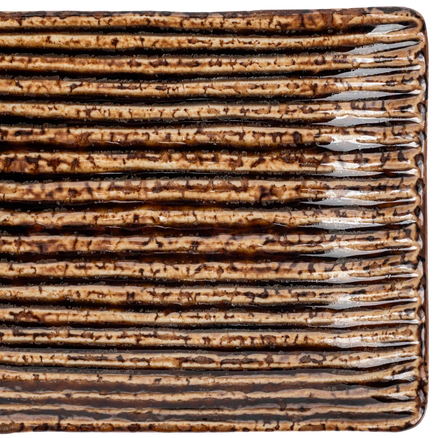 Shinogi Brown Ribbed Japanese Ceramic Dish