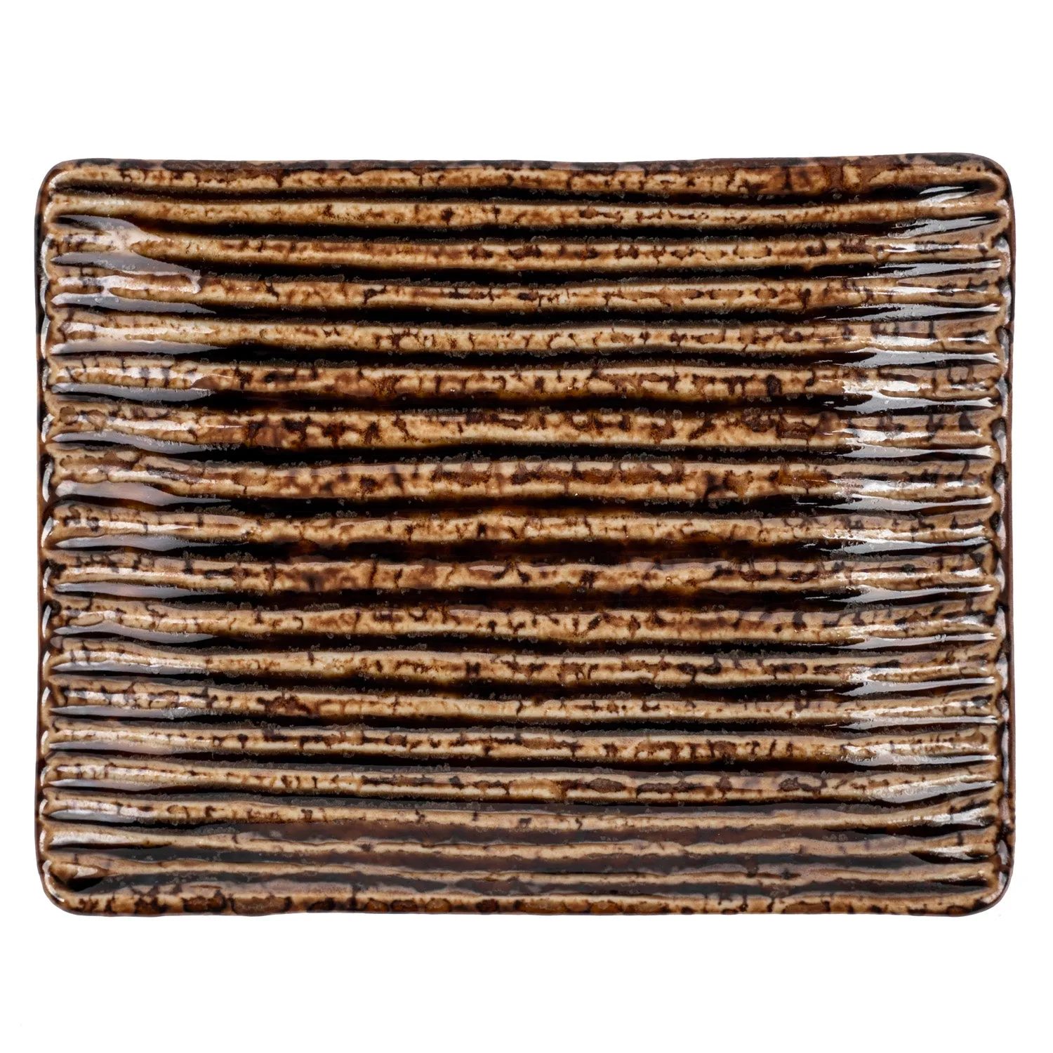 Shinogi Brown Ribbed Japanese Ceramic Dish