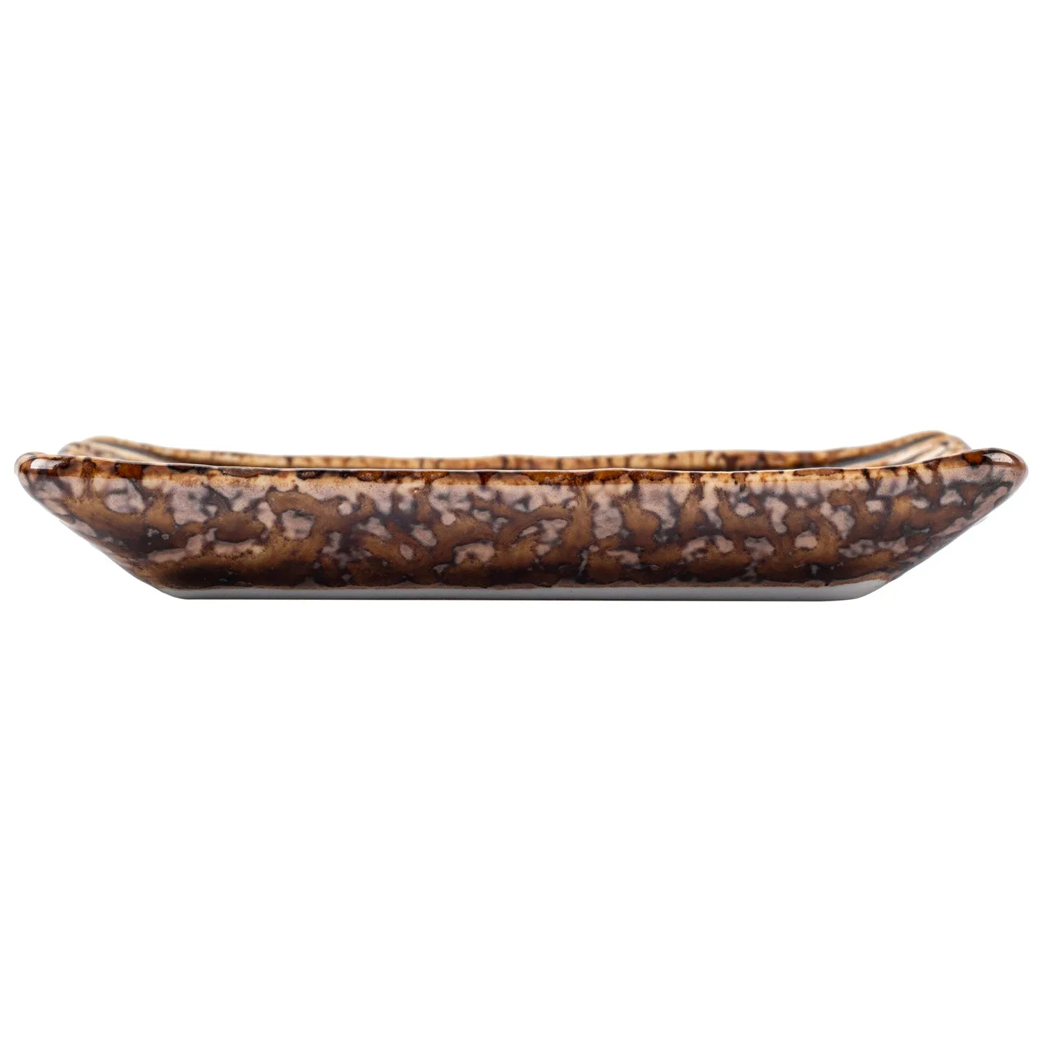 Shinogi Brown Ribbed Japanese Ceramic Dish