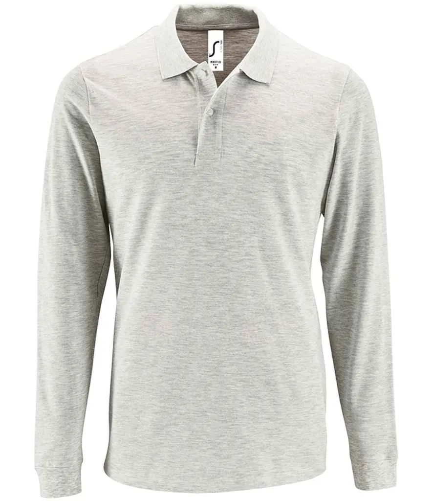 SOL'S Perfect Long Sleeve Piqué Polo Shirt | Ash