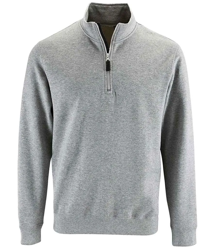 SOL'S Stan Contrast Zip Neck Sweatshirt | Grey Marl