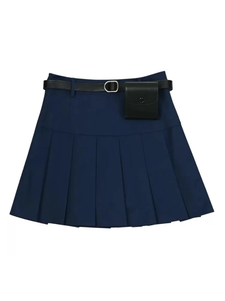 Spring Scholar High Waist Preppy Skirt