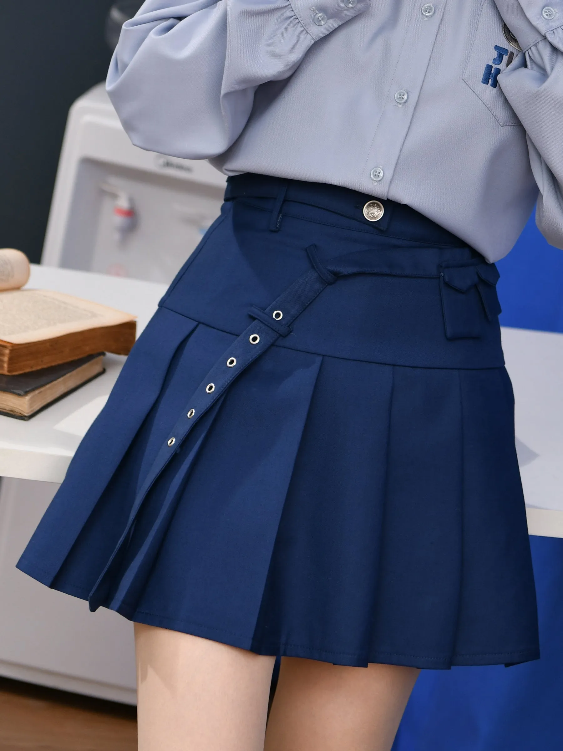 Spring Scholar High Waist Preppy Skirt