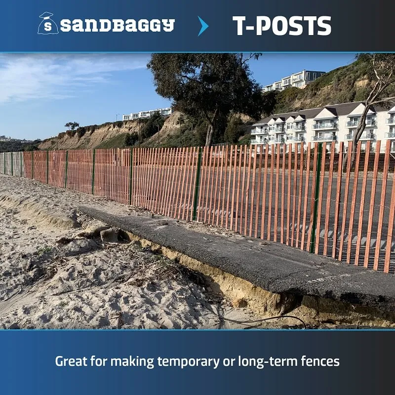Studded Steel T-Post - Made of Tough Rail Steel - Green, 5 ft or 6 ft (Southern California Delivery)