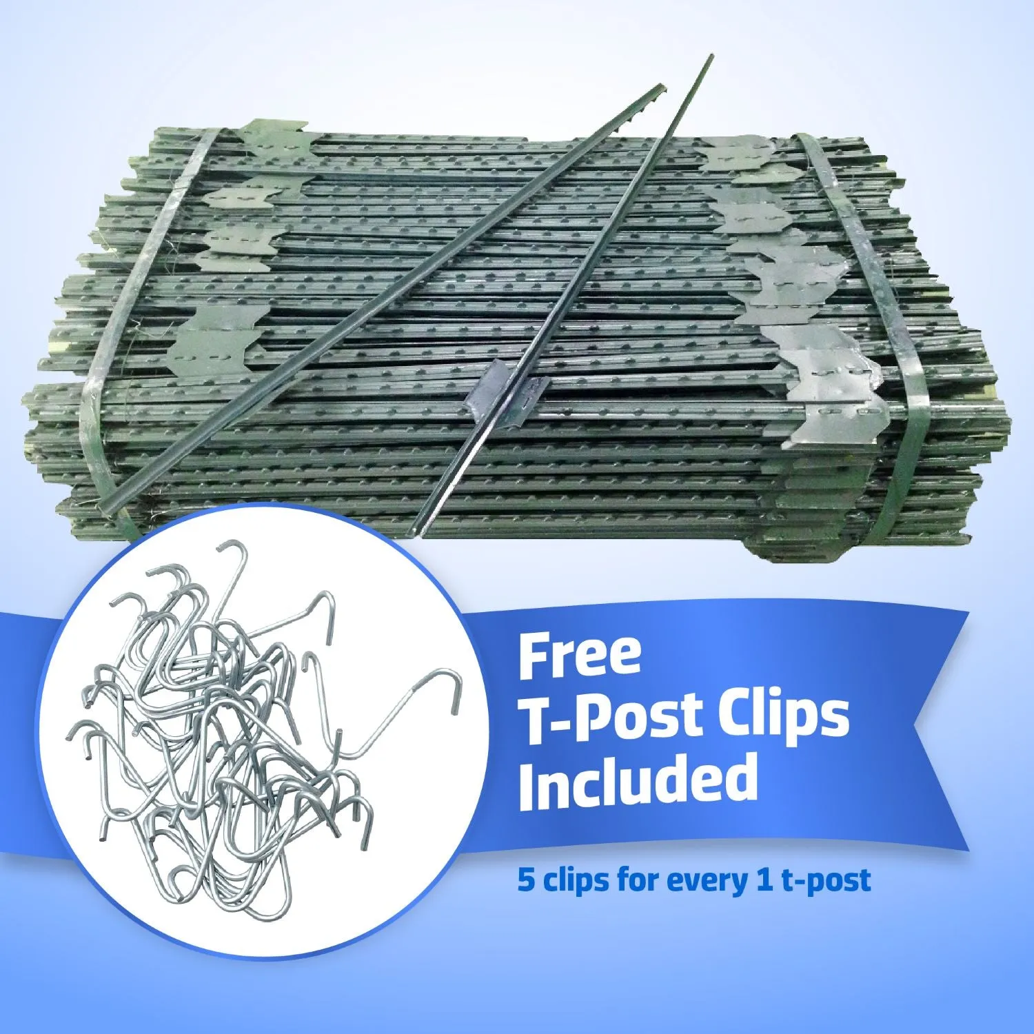 Studded Steel T-Post - Made of Tough Rail Steel - Green, 5 ft or 6 ft (Southern California Delivery)