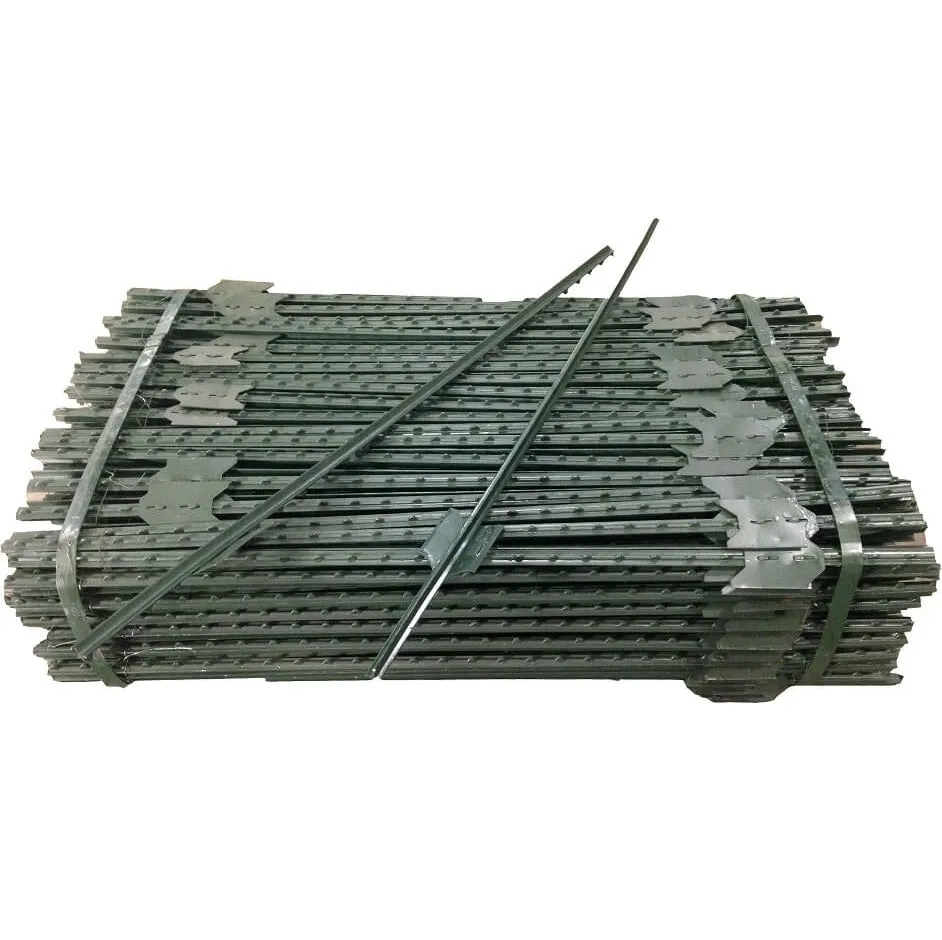 Studded Steel T-Post - Made of Tough Rail Steel - Green, 5 ft or 6 ft (Southern California Delivery)