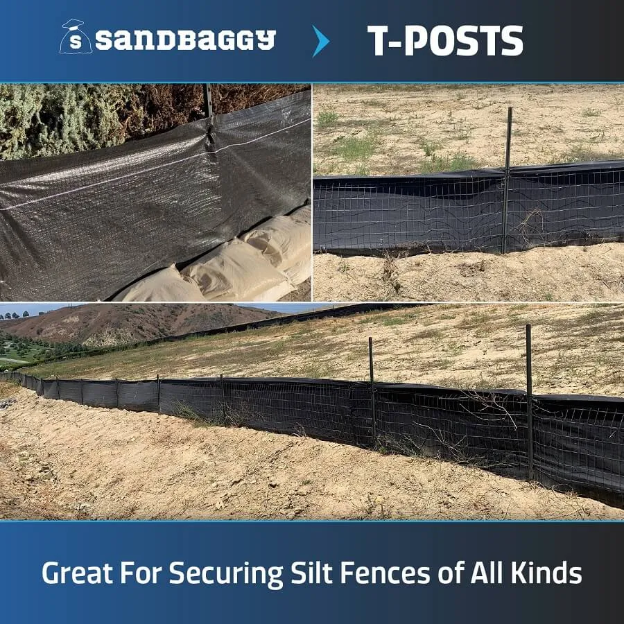 Studded Steel T-Post - Made of Tough Rail Steel - Green, 5 ft or 6 ft (Southern California Delivery)
