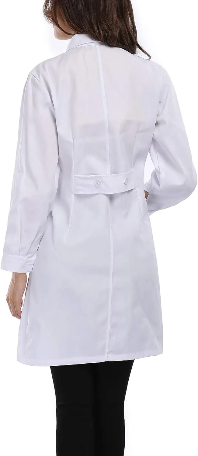 Taylor Eddie Professional Lab Coat for Women, Full Sleeve Poly Long Medical Coat, Female White Lab coat