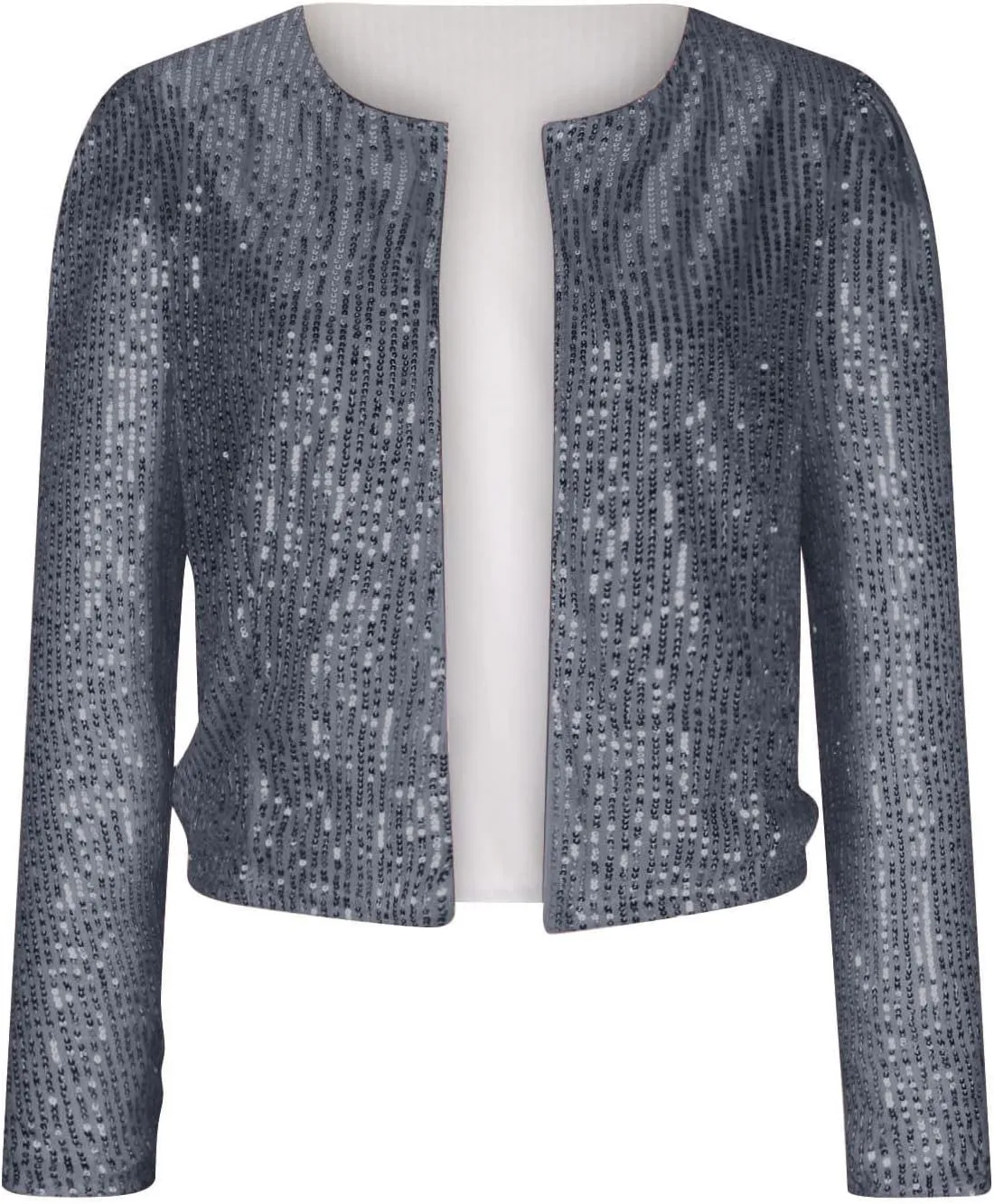 Womens Sequin Blazer Jacket Casual Long Sleeve Open Front Zip Up Sparkle Bomber Jackets for Evening Party
