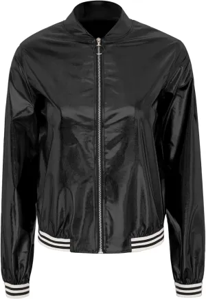 Women's Sparkly Long Sleeve Casual Jackets Adult Holographic Shiny Bomber Jacket Outerwear