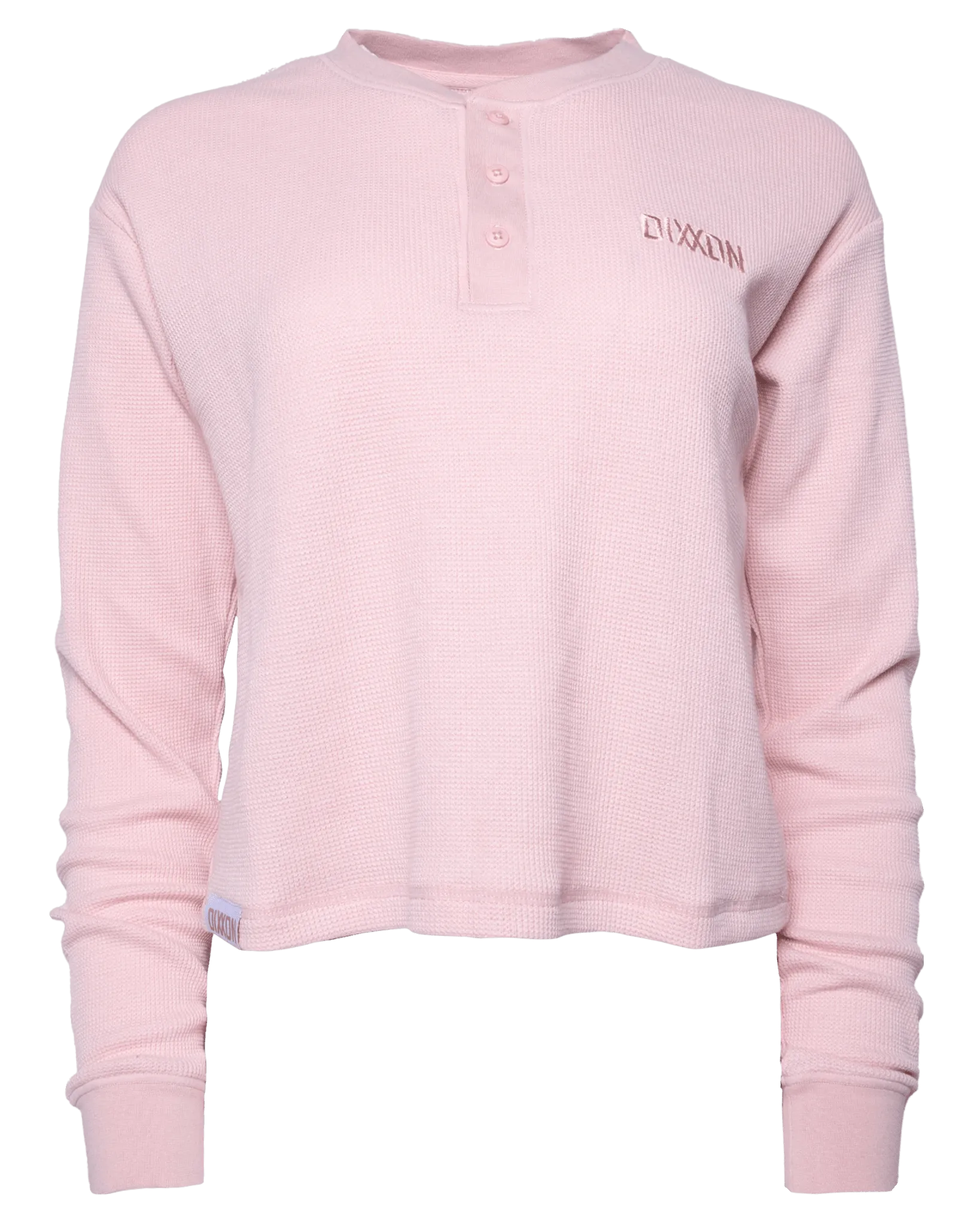 Women's Waffle Knit Long Sleeve Crop Tee - Blush