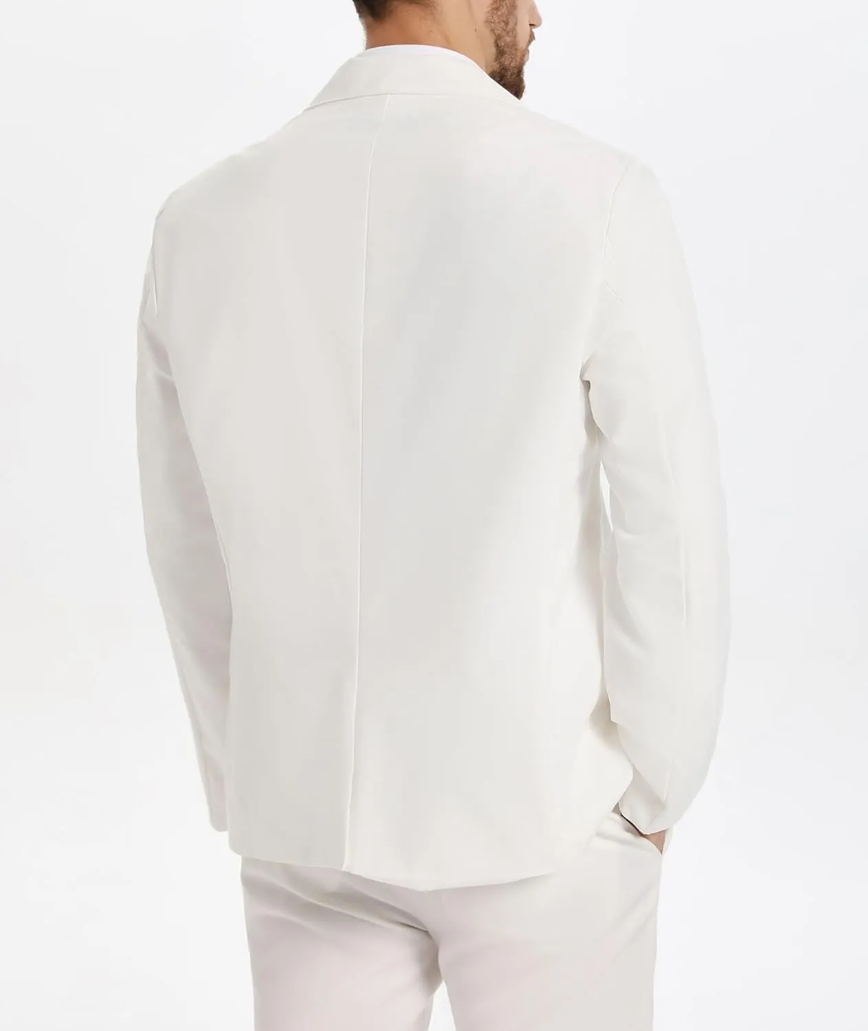 xxxiticat Men's White Blazer Jacket Casual Cotton Linen Dinner Dress Suit Two Button Lightweight Sport Coats