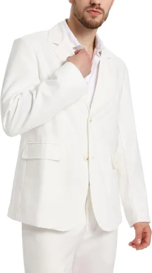 xxxiticat Men's White Blazer Jacket Casual Cotton Linen Dinner Dress Suit Two Button Lightweight Sport Coats