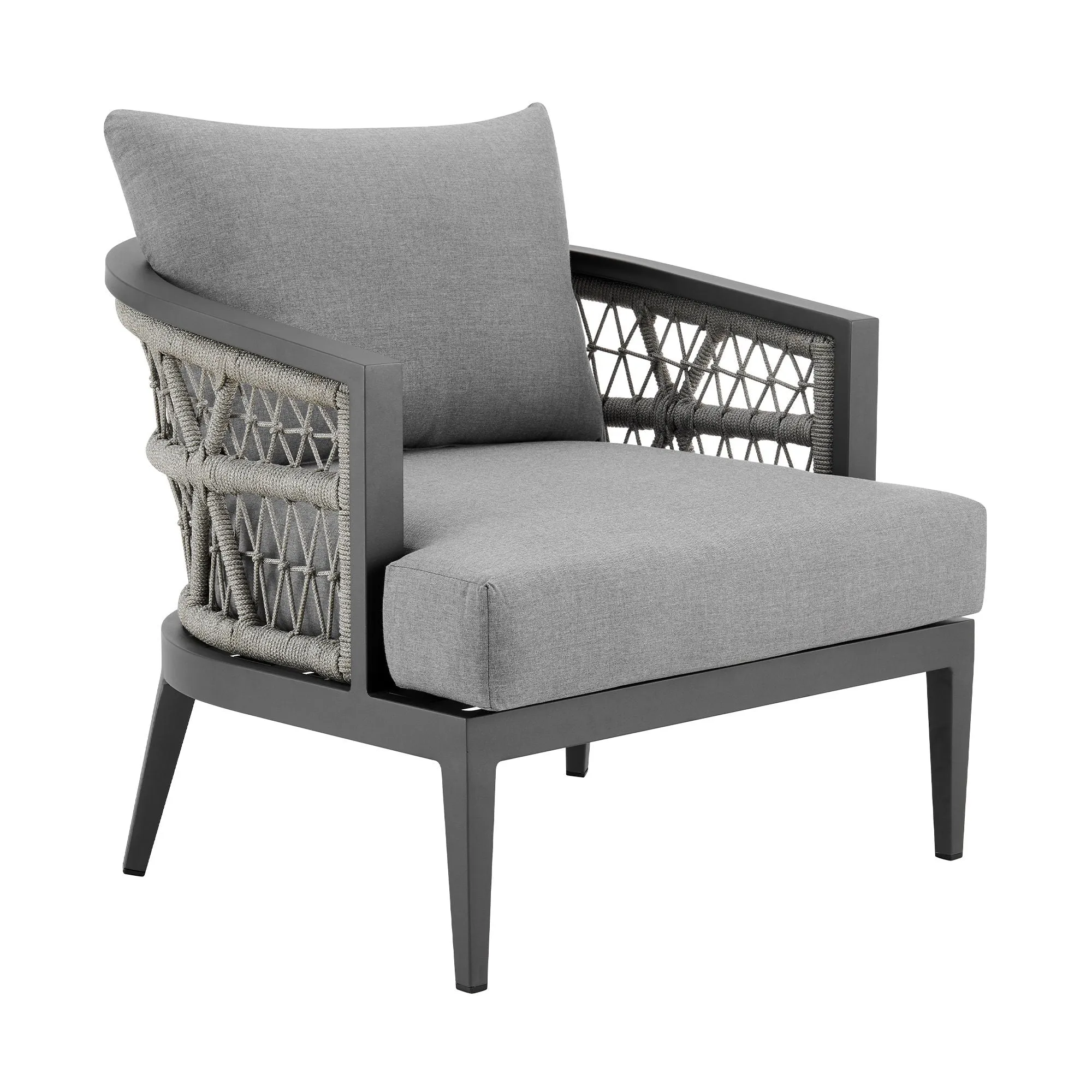Zella - Outdoor Patio 4 Piece Conversation Set - Light Gray